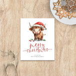 Lámina El presupuesto es lindo Santa Hat Highland Cow Fel<br><div class="desc">Presupuesto Cute Santa Hat Highland Vaca Feliz Navidad. Un precio económico menor de 4, 5 x 5, 6" y semibrillo de 110 libras, similar en grosor a una postal. Hay UNA por hoja. Atractivo y festivo para sus deseos vacacionales, con este divertido diseño con una dulce vaca de las tierras...</div>