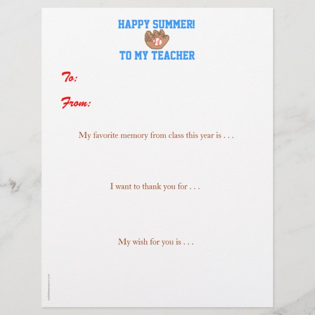 Lámina El profesor personalizado final de año le agradece (Anverso)