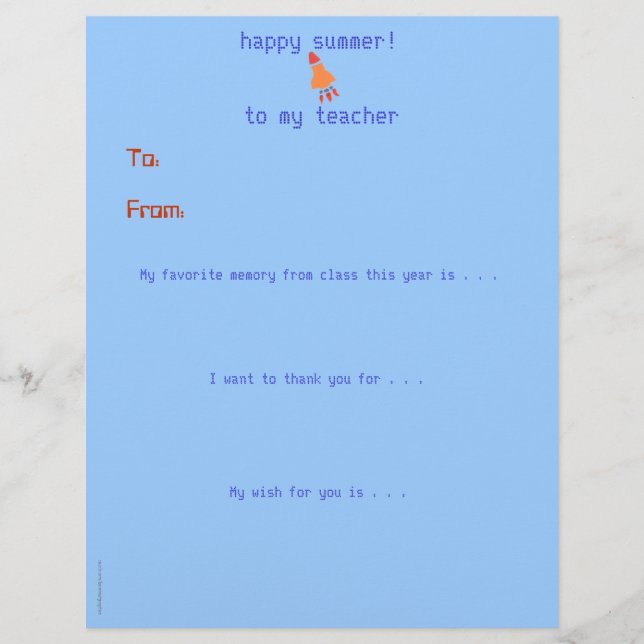 Lámina El profesor personalizado final de año le agradece (Anverso)