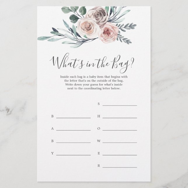 Lámina El Rosa de Boho, Baby Shower, adivina qué hay en e (Anverso)