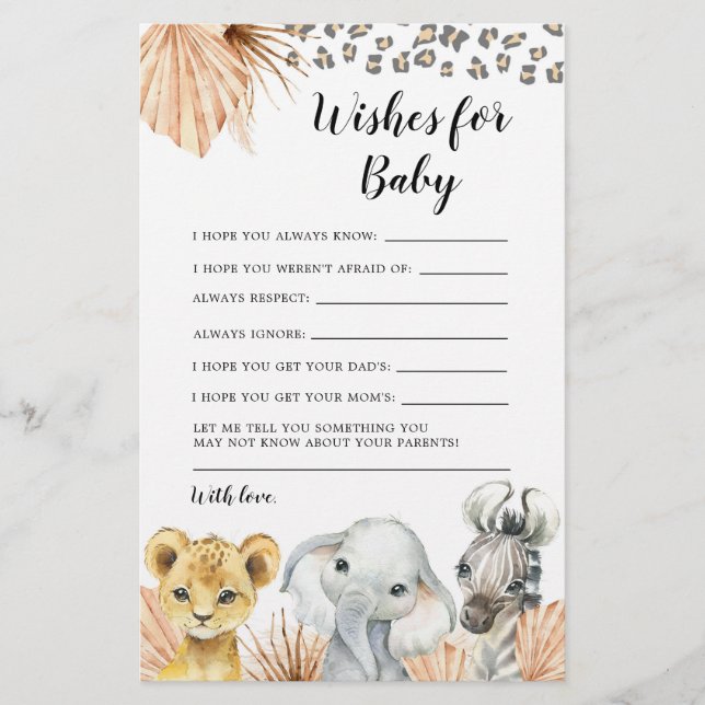 Lámina El Safari Verde Boho Sage Oh niño quiere un bebé (Anverso)