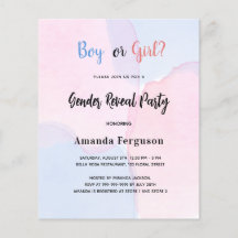 El sexo del presupuesto revela la invitación azul 