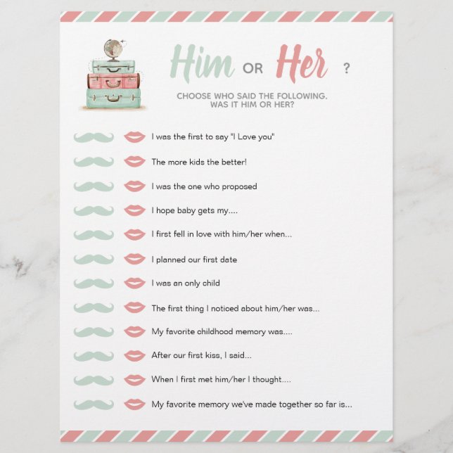 Lámina El tema de la ducha de viajes: el bebé, su novia o (Anverso)