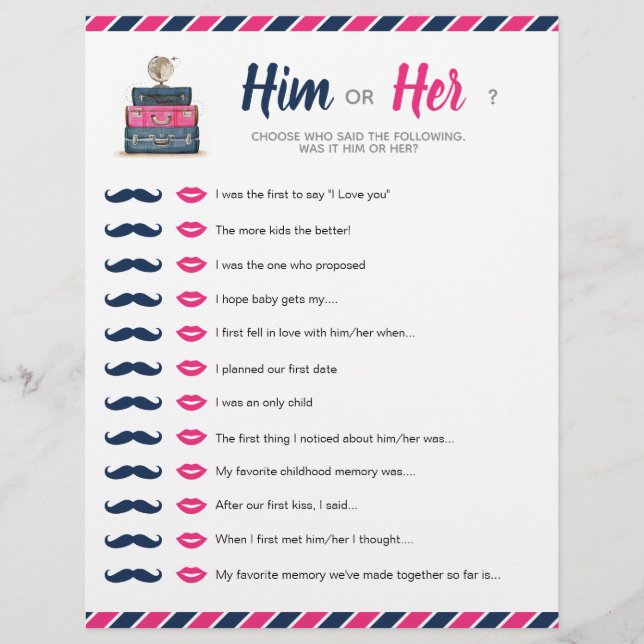 Lámina El tema de la ducha de viajes: el bebé, su novia o (Anverso)