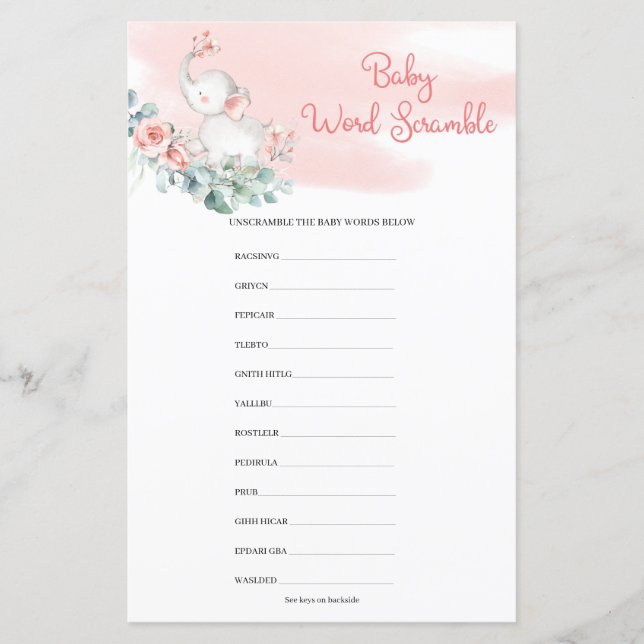 Lámina Elefante chica Eucalyptus Palabra de Bebé de Bruto (Anverso)