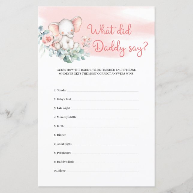 Lámina Elefante chica Eucalyptus ¿Qué dijo papá? (Anverso)