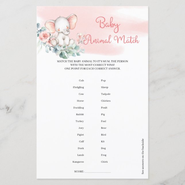 Lámina Elefante chica Eucalyptus vendió a bebé (Anverso)