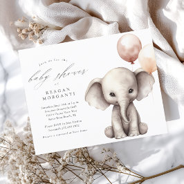 Lámina Elefante con Baby Shower de presupuesto neutral de