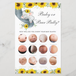 Lámina Elefante de girasol ducha bebé o juego de Belly de