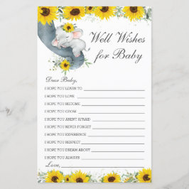 Lámina Elefante de girasol: mensaje para el bebé