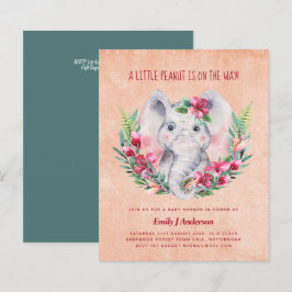 Lámina Elefante de presupuesto Baby Shower Invitar a Safa