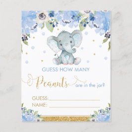 Lámina Elefante Floral Azul adivina cuántos cacahuetes ju