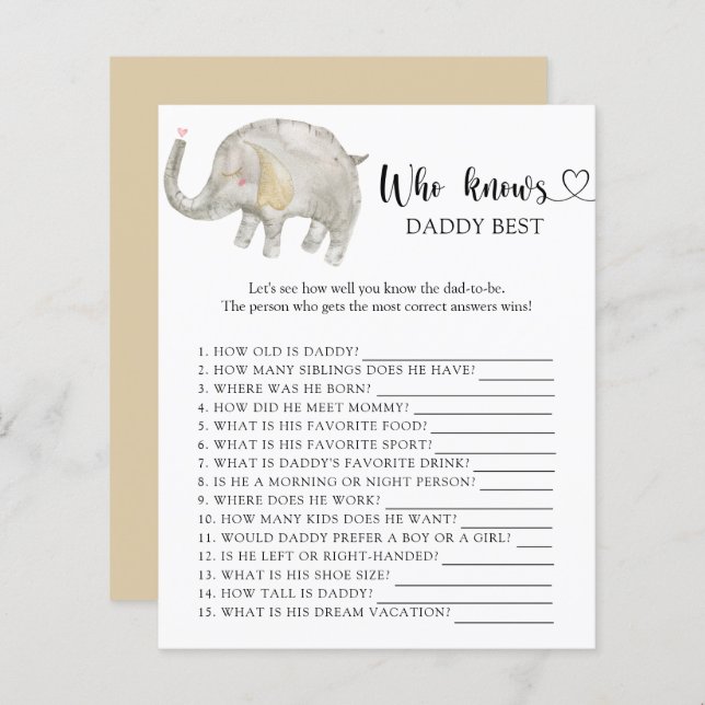 Lámina Elefante globo - Quién conoce el mejor juego de DA (Anverso / Reverso)