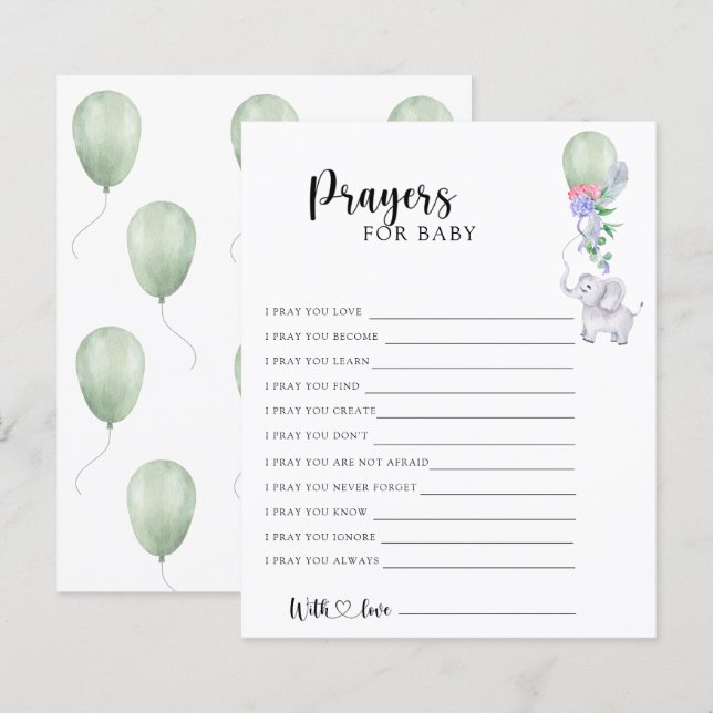 Lámina Elefante: juego Fiesta | Oraciones para el bebé (Anverso / Reverso)