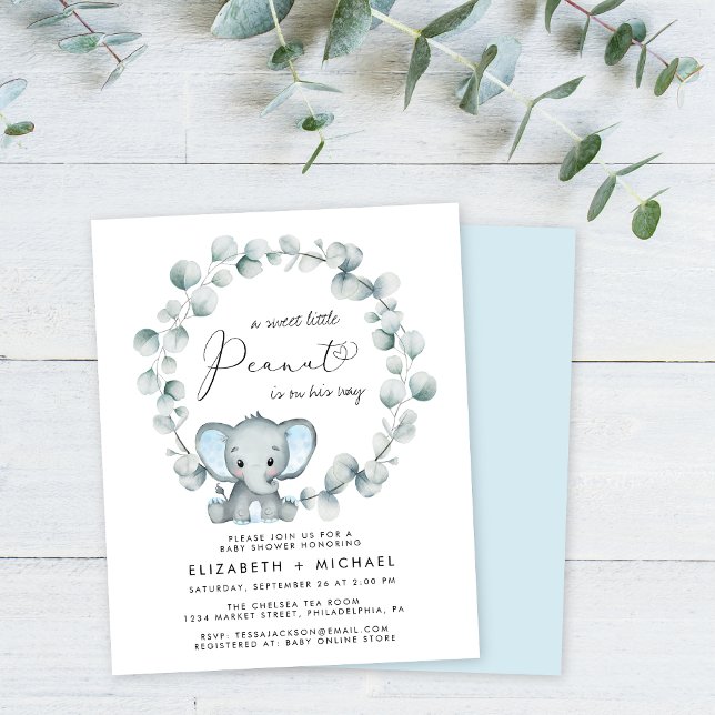 Lámina Elefante lindo Niño Parejas Ducha Invitación (Subido por el creador)