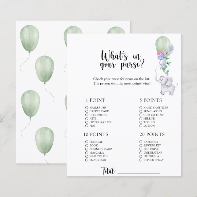 Lámina Elefante - ¿Qué hay en el juego de la ducha para b (Anverso / Reverso)