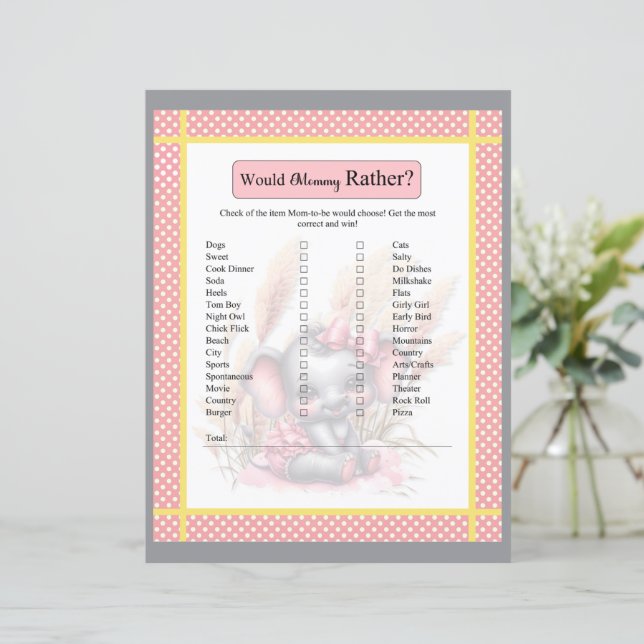 Lámina Elefante Rosa Dulce _ Hermana Más Bien Mami (Anverso de pie)