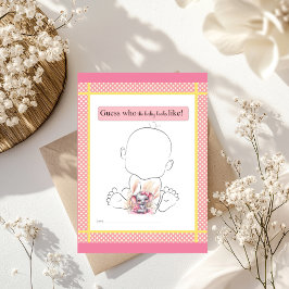 Lámina Elefante Rosa Dulce - Juego de quién se parecerá e