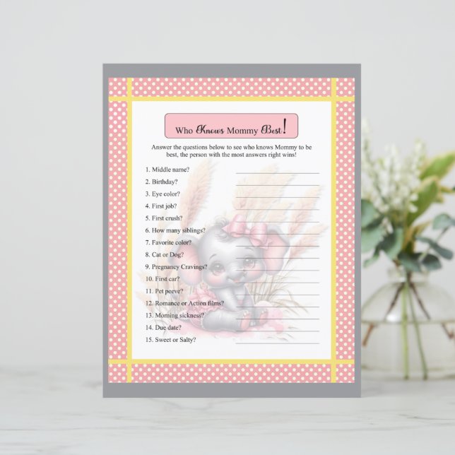 Lámina Elefante rosa dulce que conoce a mamá (Anverso de pie)