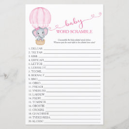 Lámina Elefante Rosa Niña Bebé Ducha Juego de Palabras De