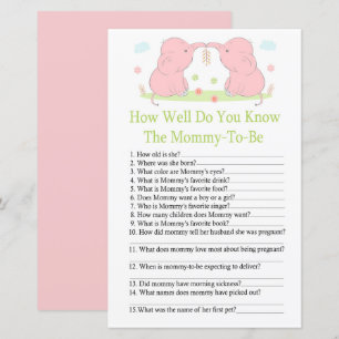 Lámina Elefante rosa ¿Qué tan bien conoces a baby showerg