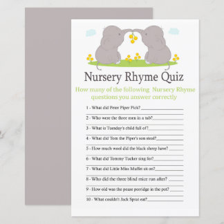 Lámina Elefantes Nursery Rhyme Prueba de bebé juego de du