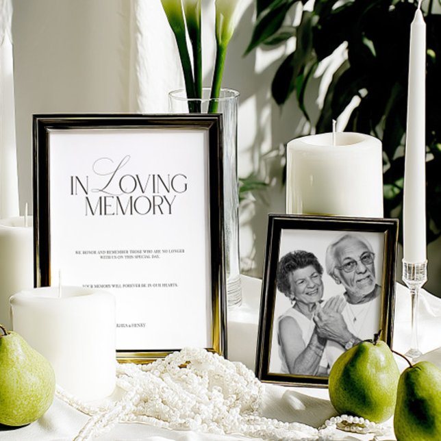 Lámina Elegant Black & White In Loving Memory Sign (Elegant Black & White In Loving Memory Sign)