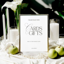 Lámina Elegant Black & White Modern “Cards & Gifts” Sign