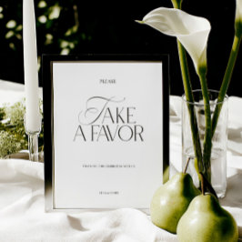 Lámina Elegant Black & White Modern Wedding Favor Sign