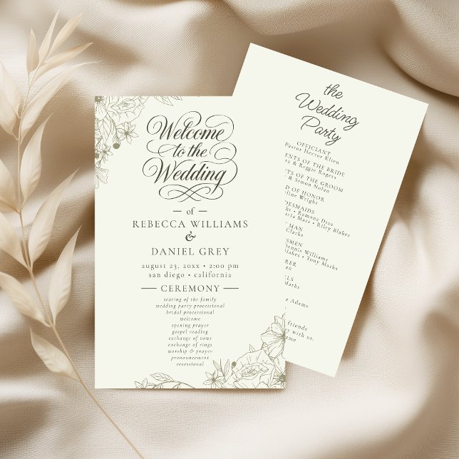Lámina Elegant Botanical Wedding Ceremony Program Sign (Subido por el creador)