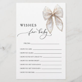 Lámina Elegant Bow Wishes For Baby Advice Game Card