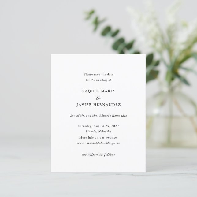 Lámina Elegant Classic Budget Wedding Save the Date (Anverso de pie)