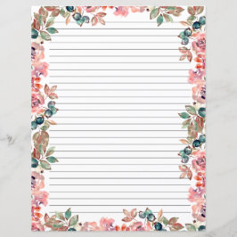 Lámina Elegant Floral Monogram Stationery Paper