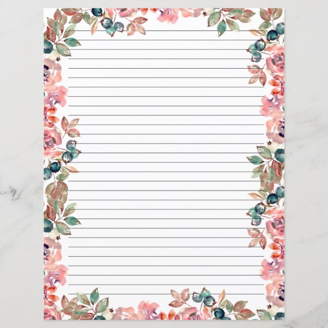 Lámina Elegant Floral Monogram Stationery Paper (Anverso)