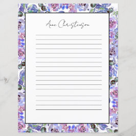 Lámina Elegant Floral Monogram Stationery Paper