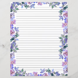 Lámina Elegant Floral Monogram Stationery Paper