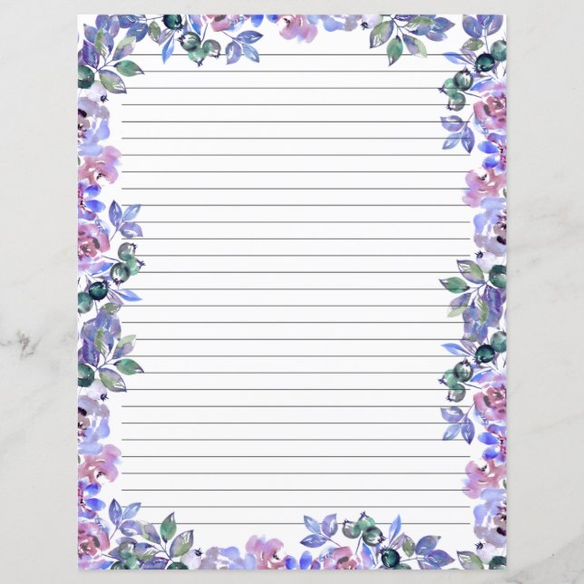 Lámina Elegant Floral Monogram Stationery Paper (Anverso)
