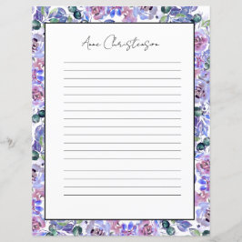 Lámina Elegant Floral Monogram Stationery Paper