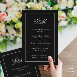 Lámina Elegant Folding Wedding Program Monogram Black