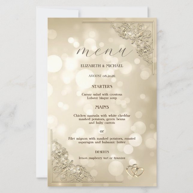 Lámina Elegant Gold Hearts Frame Bokeh (Anverso)