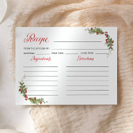Lámina Elegant Holiday Bridal Shower Recipe Card