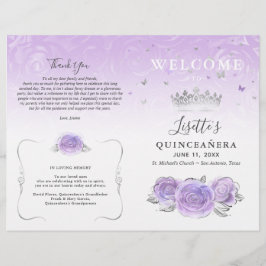 Lámina Elegant Light Purple Silver Quinceanera Program
