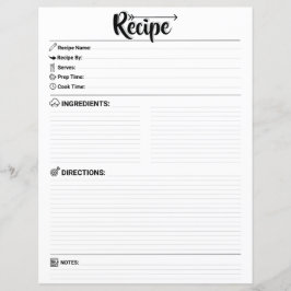 Lámina Elegant Minimalist Blank Recipe Page / Paper Sheet