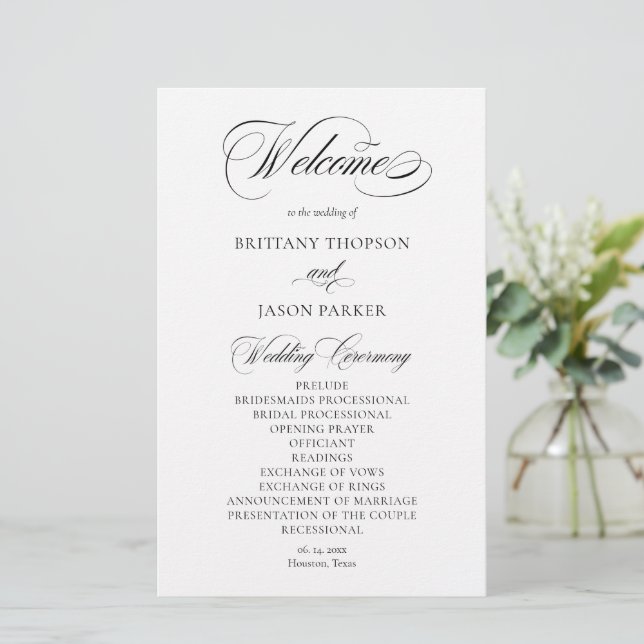 Lámina Elegant Minimalist modern Wedding Program (Anverso de pie)