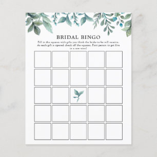 Lámina Elegant Modern Greenery Bridal Shower Bingo Game