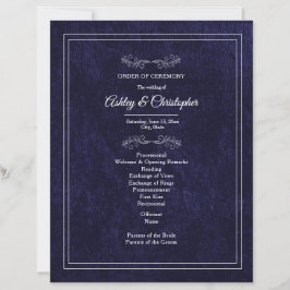 Lámina Elegant Navy Blue Velvet White Wedding Program