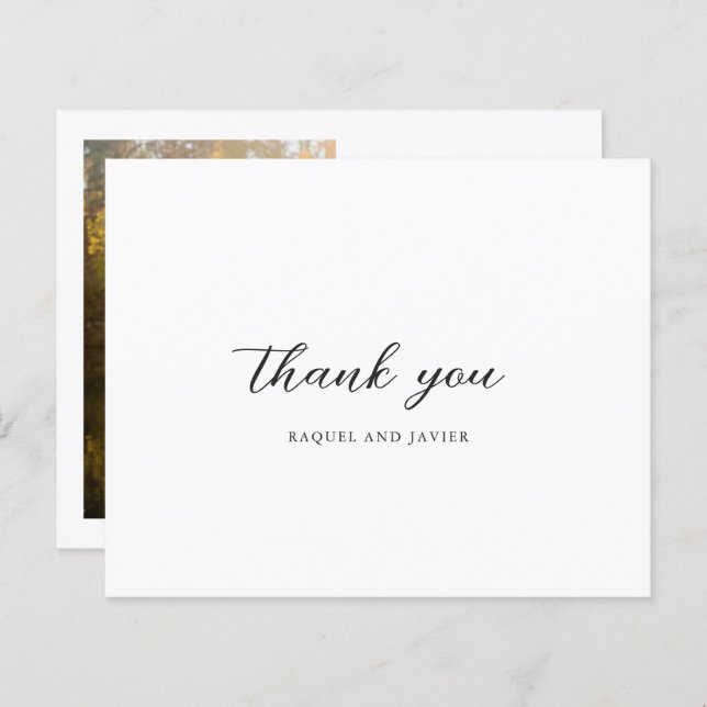 Lámina Elegant Photo Budget Wedding Thank You Card (Anverso / Reverso)