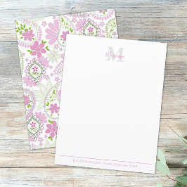 Lámina Elegant Pink Paisley Stylish Preppy Monogram 