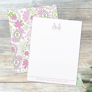 Lámina Elegant Pink Paisley Stylish Preppy Monogram 