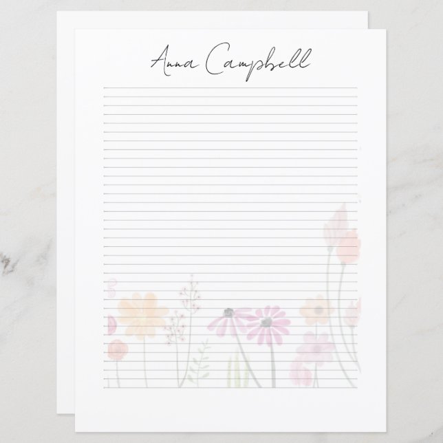 Lámina Elegant Script Monogram Personalized Stationery (Anverso / Reverso)